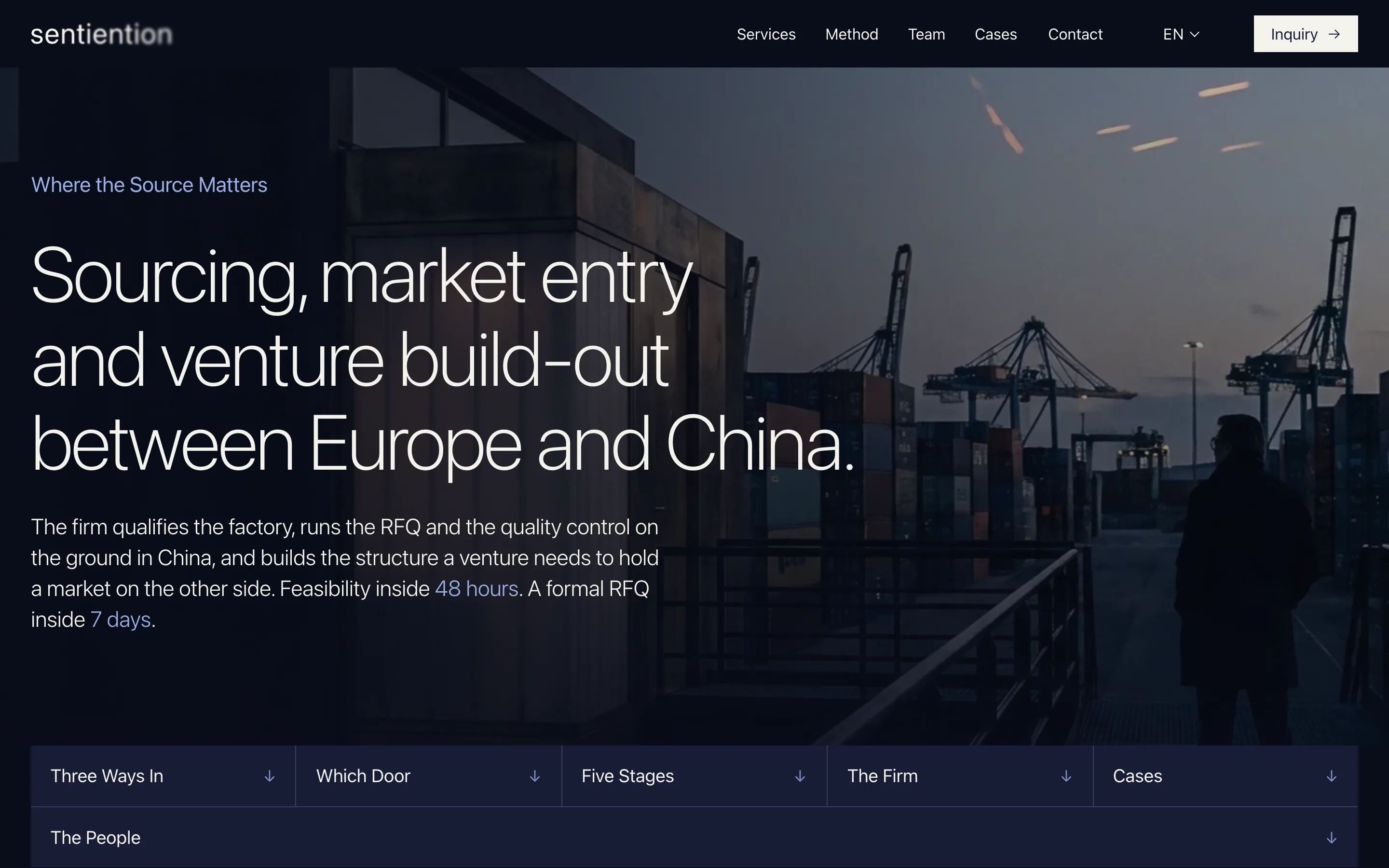 Sentiention: its home page as a visitor sees it